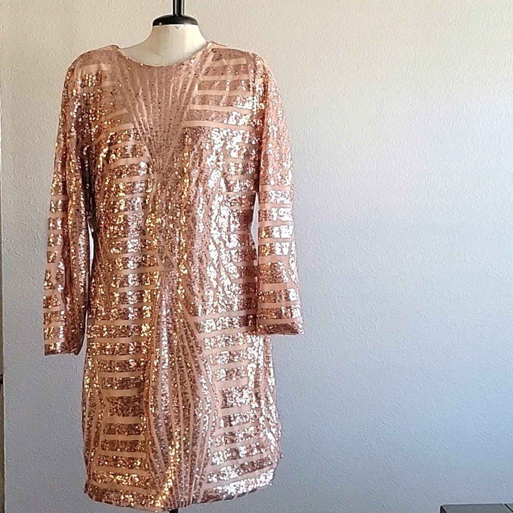Angela Sequin Goddess Open Back Dress